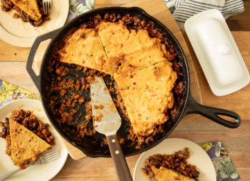 Chili Pie with Honey Cornbread Crust