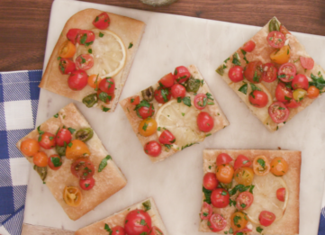 Lemon and Olive Focaccia with Bruschetta Topping