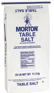 MORTON® TABLE SALT (PLAIN & IODIZED) 25 LB. BAGS - Morton Salt