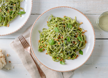 Spring Green Pesto Pasta with Pine Nuts and Parmesan